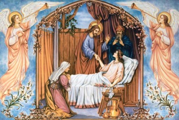イエス Painting - イエスはヤイロの娘を癒す宗教的クリスチャン